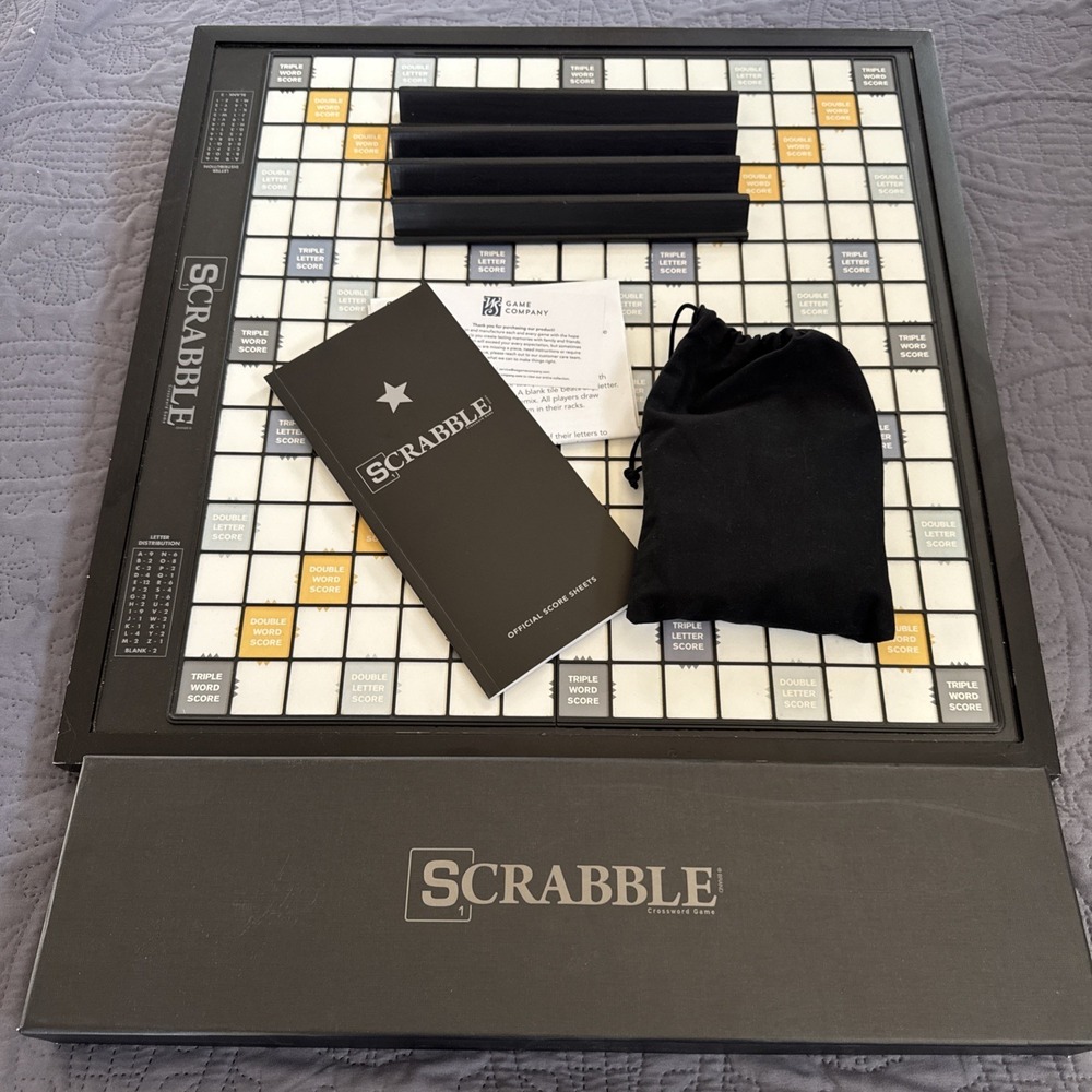 Official Scrabble Giant Deluxe Edition Lazy Susan Board Blk Tiles 23.5" Extra Lg